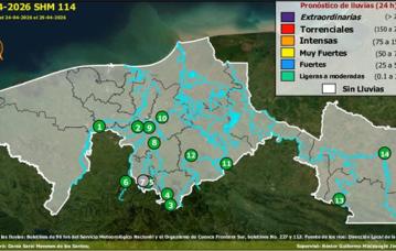 Semáforo Hidrometereológico y Niveles de Ríos - 24/04/2026