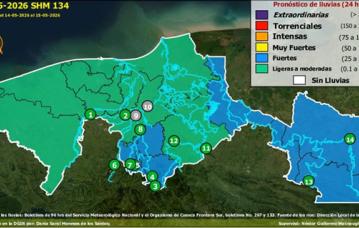 Semáforo Hidrometereológico y Niveles de Ríos - 14/05/2026