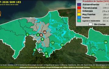 Semáforo Hidrometereológico y Niveles de Ríos - 02/07/2026