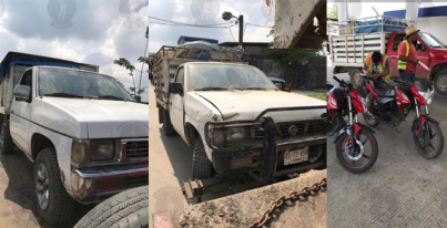 Elementos de la Policía Municipal de Cárdenas recuperan  8 vehículos con reporte de robo, 6 en un evento y dos mas en otro.