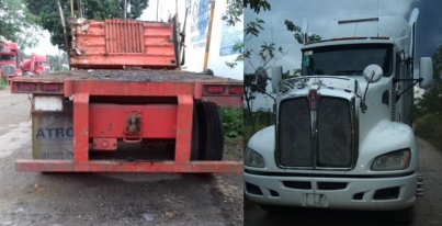 En trabajos coordinados SSPC y policía de Reforma Chiapas, recuperan un tracto-camión robado.