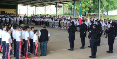 Participa SSPC en acto cívico de centro educativo de Villahermosa