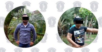 Dos masculinos asegurados por robo a casa habitación en la Ranchería González.