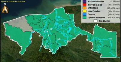 Semáforo Hidrometereológico y Niveles de Ríos - 13/03/2026