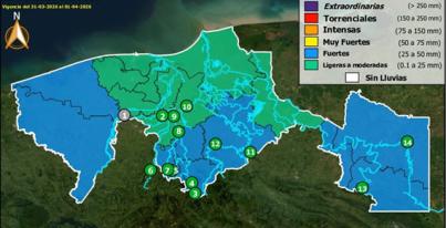 Semáforo Hidrometereológico y Niveles de Ríos - 31/03/2026