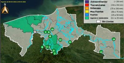 Semáforo Hidrometereológico y Niveles de Ríos - 08/04/2026