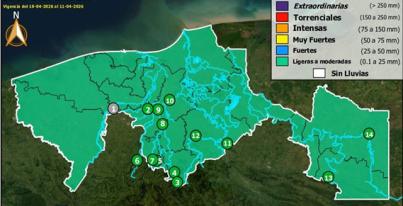 Semáforo Hidrometereológico y Niveles de Ríos - 10/04/2026