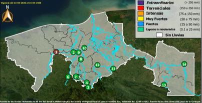 Semáforo Hidrometereológico y Niveles de Ríos - 13/04/2026