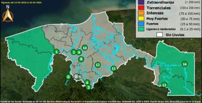 Semáforo Hidrometereológico y Niveles de Ríos - 14/04/2026
