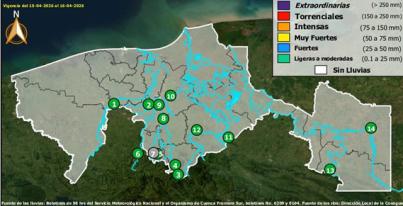Semáforo Hidrometereológico y Niveles de Ríos - 15/04/2026