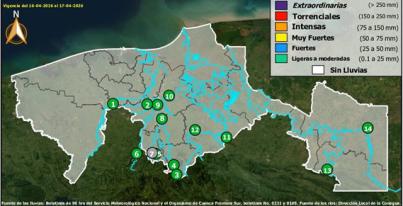Semáforo Hidrometereológico y Niveles de Ríos - 16/04/2026