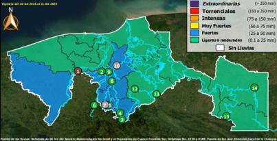 Semáforo Hidrometereológico y Niveles de Ríos - 20/04/2026