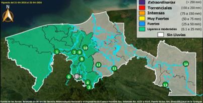 Semáforo Hidrometereológico y Niveles de Ríos - 21/04/2026