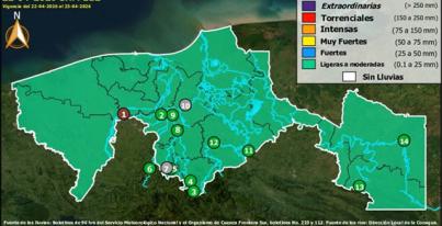 Semáforo Hidrometereológico y Niveles de Ríos - 22/04/2026