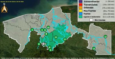 Semáforo Hidrometereológico y Niveles de Ríos - 24/04/2026