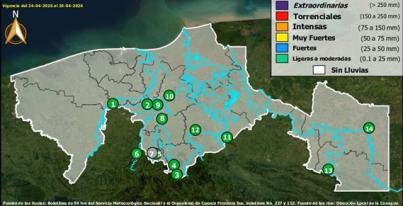 Semáforo Hidrometereológico y Niveles de Ríos - 24/04/2026