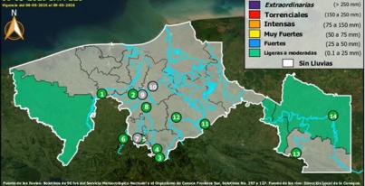 Semáforo Hidrometereológico y Niveles de Ríos - 08/05/2026