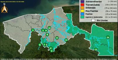 Semáforo Hidrometereológico y Niveles de Ríos - 15/05/2026