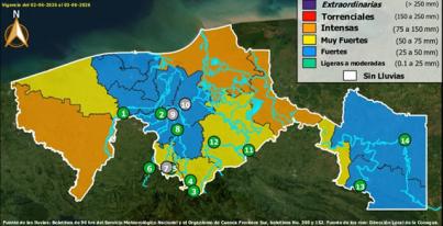 Semáforo Hidrometereológico y Niveles de Ríos - 02/06/2026