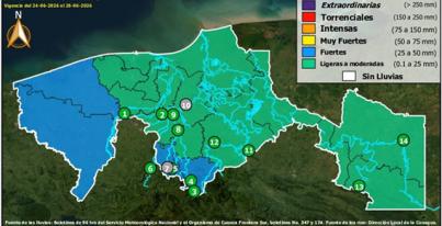 Semáforo Hidrometereológico y Niveles de Ríos - 24/06/2026