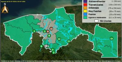 Semáforo Hidrometereológico y Niveles de Ríos - 02/07/2026